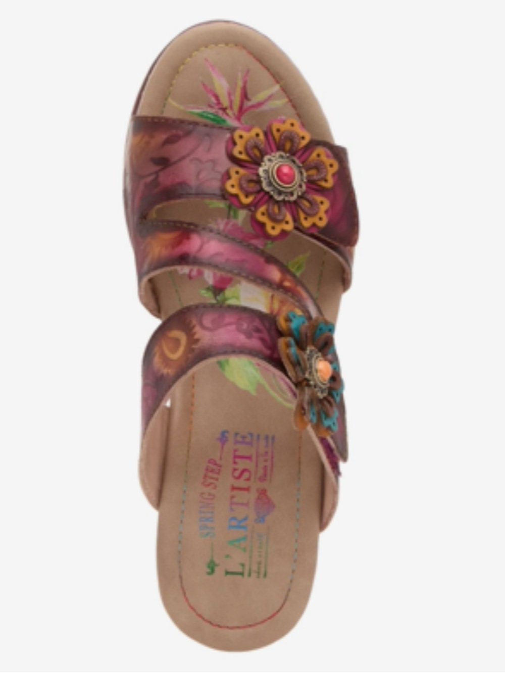 L'ATISTE Multicolor Floral Leather Wedge Sandal WORN ONCE - Picture 7 of 10
